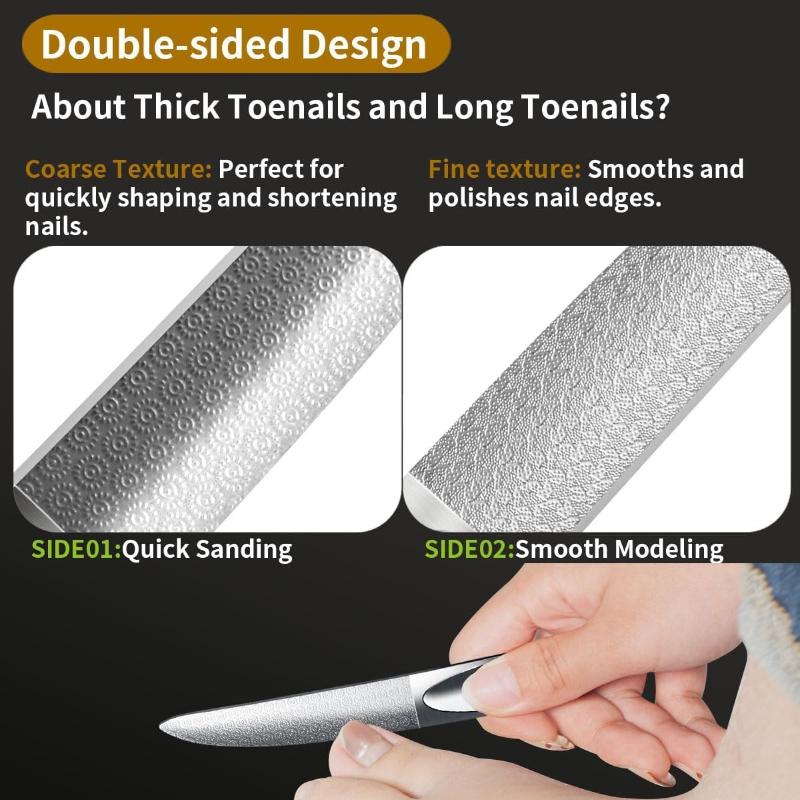 Xiaomi Curved Nail File Toenail File for Thick Toenails Double Sided Metal Nail File Stainless Steels Toe Nail Files for Thick Nails