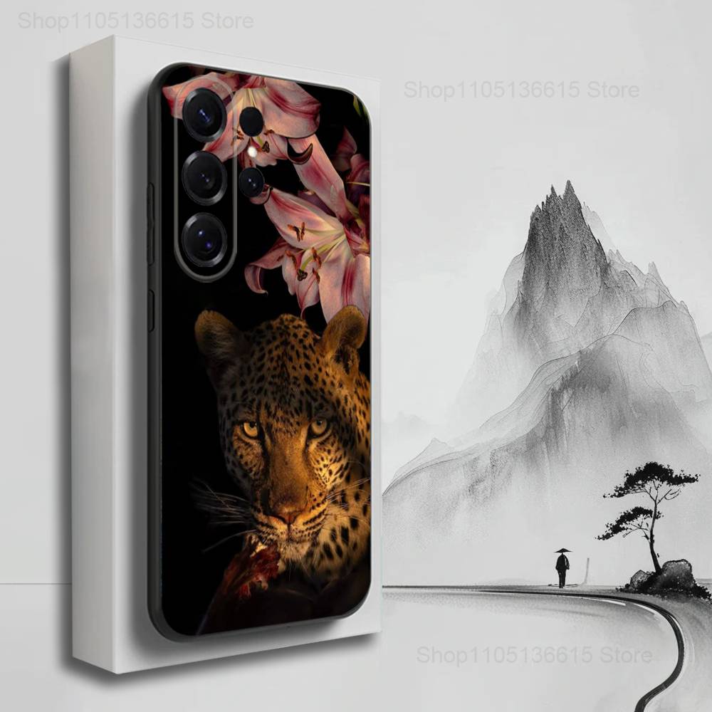 Luxury Leopard Fashion Print Case For Samsung S22,S21,S9,S25,S24,S23,Ultra,FE,S20,S10,Plus,Lite,Soft Silicone Black