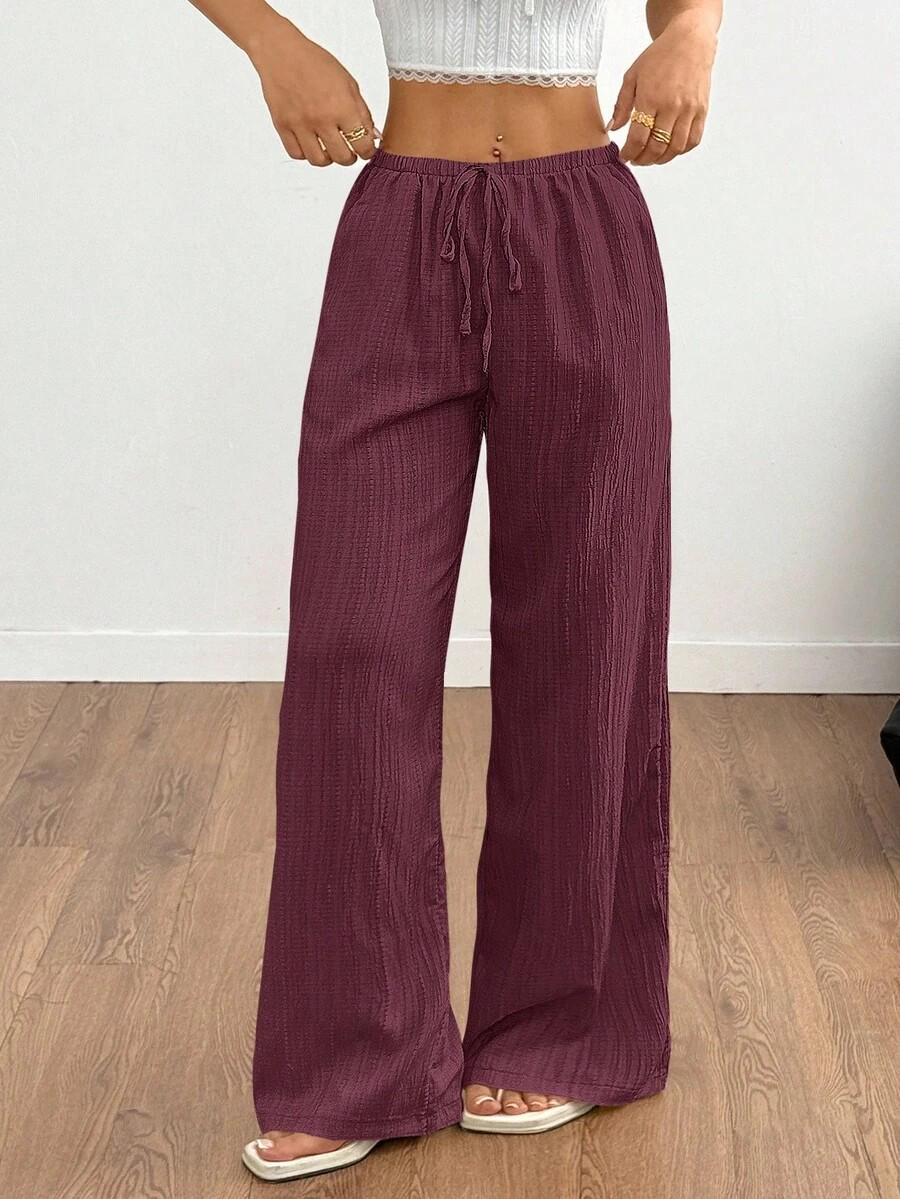 

2025 Осень Европейский и американский стиль Женские однотонные повседневные брюки прямого кроя Small вино красного