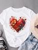 (Taille asiatique) cœur d'amour doux col rond Vêtements décontractés Manches courtes T-shirts Mode Féminin Femme Haut pour femme T-shirt Imprimé T-shirt Graphique