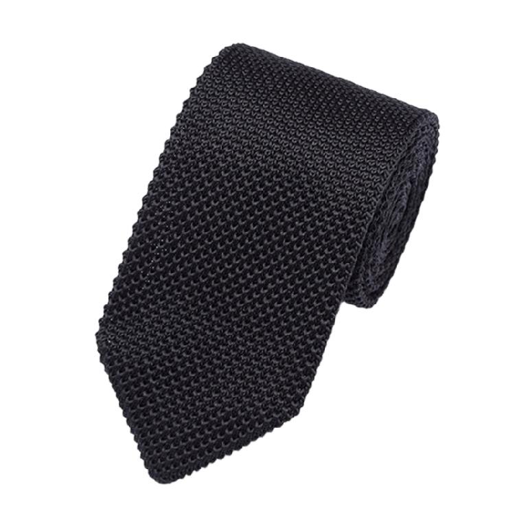 Solid Color Necktie Flexible Knitted Tie Easy Maintenances Polyester Fabric Neckwear for Work Holiday Formal Event