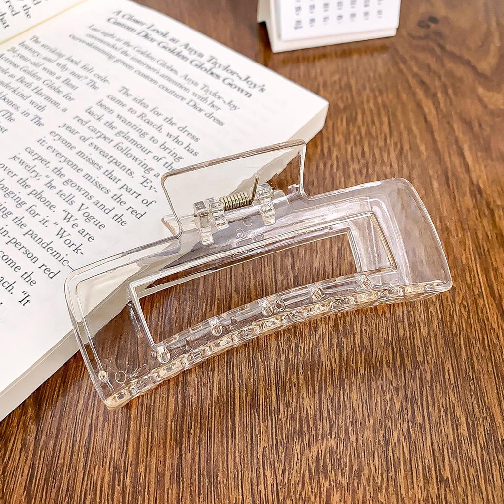 Korean Style Transparent Arc Semi-Circular Hair Clip for Women's Updo - High-End Hollow Shark Clip