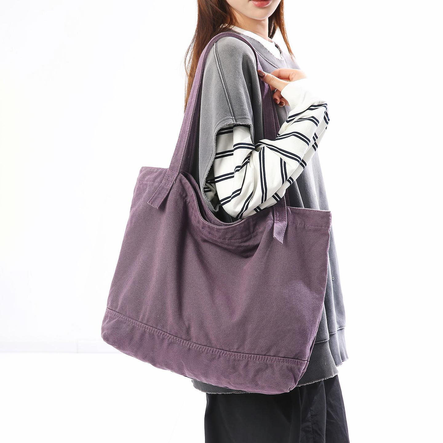 The Bags Family Women's Green Sailing Cloth Bag Large-Capacity Shoulder Tote Bag Commuter College Student Contrasting Color Computer Bag