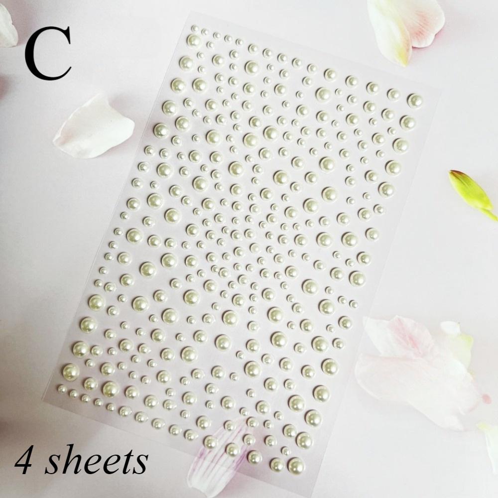 4 Sheets Rhinestone Stickers Faux Pearl Self Adhesive Face Jewels Stick Makeup Face Hair Body Decoration Rhinestone Charms