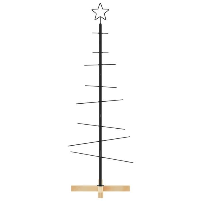 VidaXL Arbre de Noël en métal avec base en bois noir 120 cm 359603