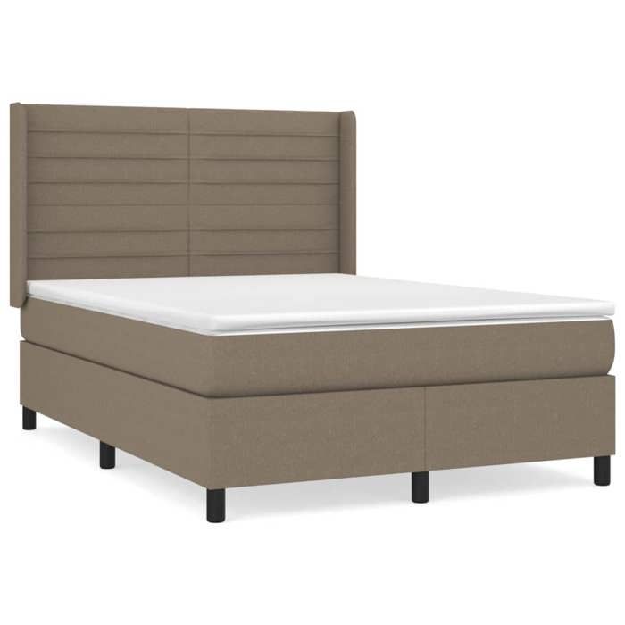 Maison Exclusive - Sommier à lattes de lit avec matelas Taupe 140x190 cm Tissu