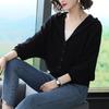 Autumn New Loose and Versatile Korean Top Short Hooded Knitted Jacket Women's Sweater Cardigan