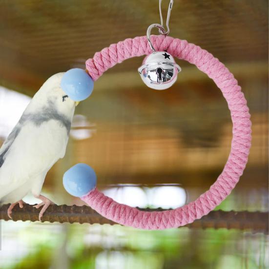 Yousheng Parrot Swing Toy with Bell Climbing Toys Colorful Cotton Rope Bird Hanging Braided Chew Toy for Small Medium Parrots