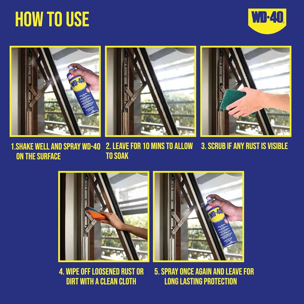 WD-40 Multipurpose Spray Lubricant Rust Remover 63.8g Pack Of 1 For Home Repair Locks Tools Car Bike Cleaning Use