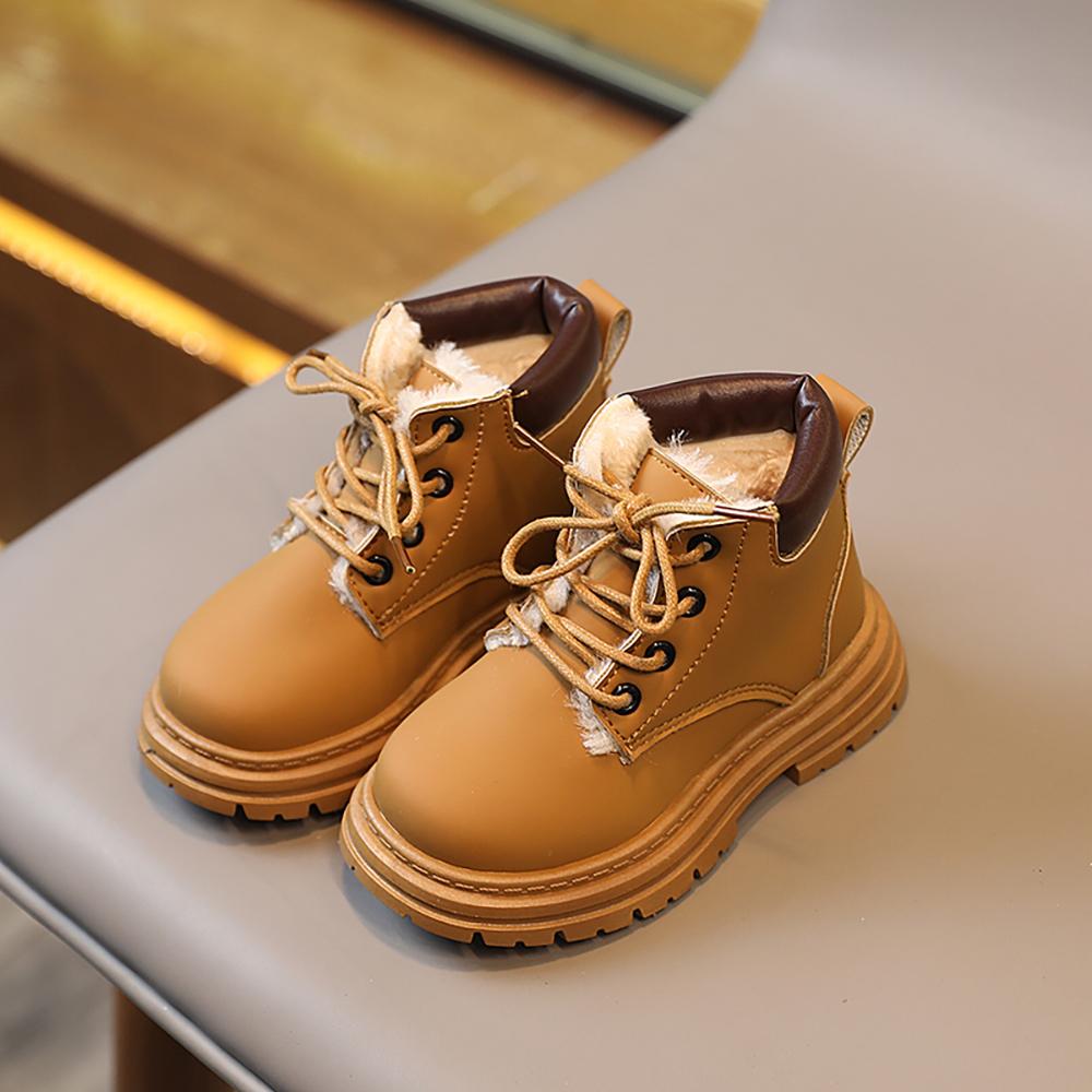 Children Winter PU Leather Waterproof Plush Boots Girls Snow Boots Children Trend Fashion Kids Warm Boots Boys Cotton Shoes Kids