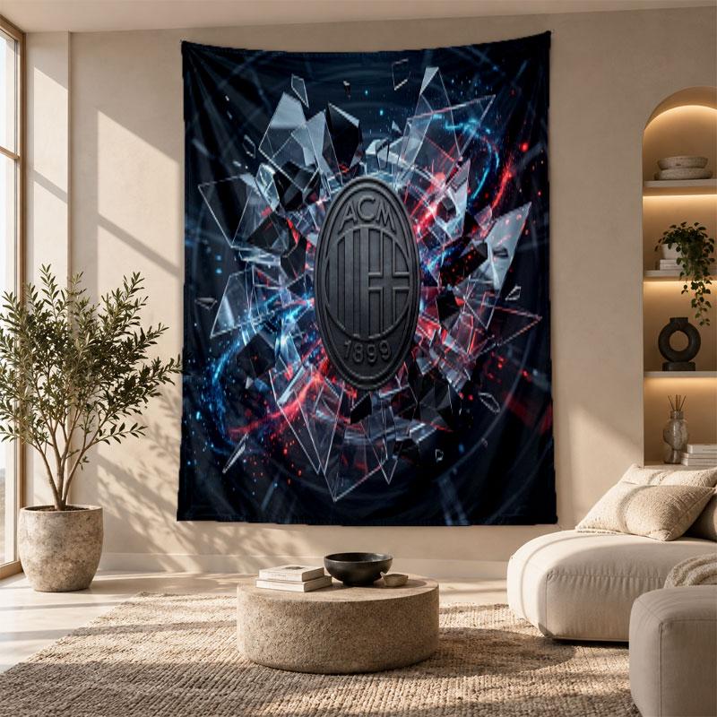 Decorative Tapestry,AC Milan Printed Wall Art, Lightweight Wall Hanging For Bedroom Background