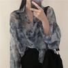 Shirts Women Fashion Tie Dye Gothic Top Loose Casual Clothes Sun-proof Embroidery All-match Summer Holiday