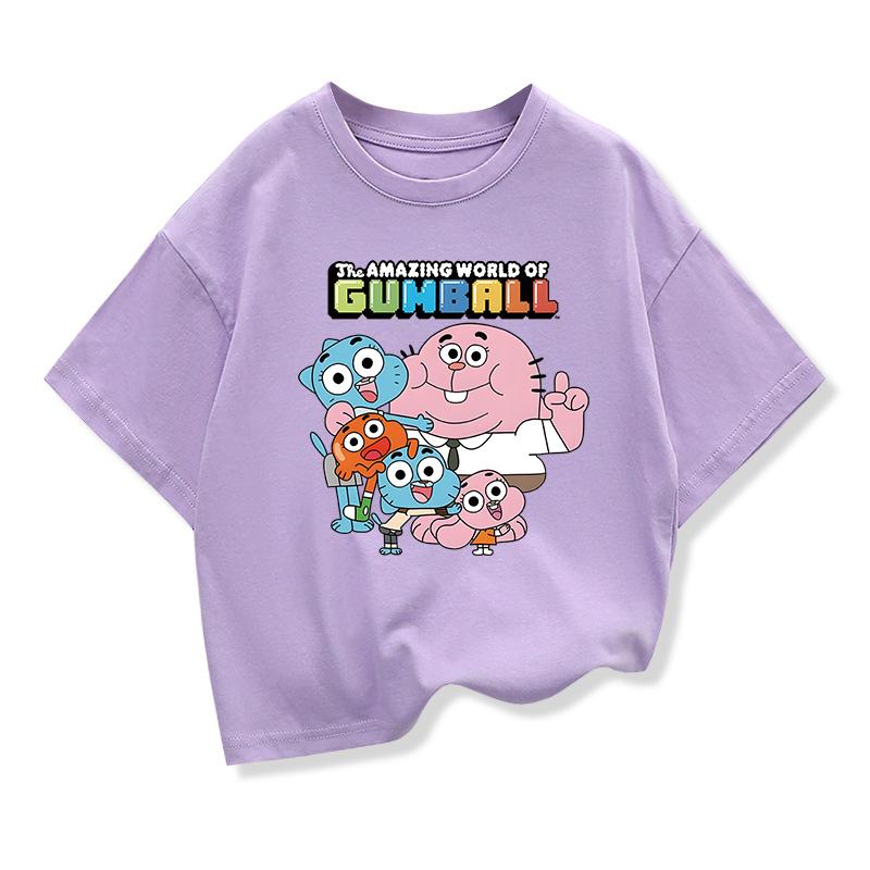 Die erstaunliche Welt von Gumball Bedrucktes T-Shirt Für Kinder Sommer Weiß Kurzärmelig Cartoon Locker T-Shirts Jungen Mädchen Mode Kleidung