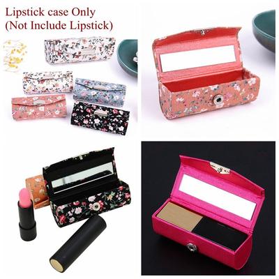 Schönheit Blumen Designs Retro Bestickt Mini Spiegel Lipgloss Box Lippenstifthülle Schmuckhalter