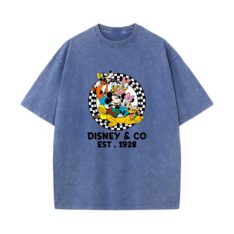 XH+93 MINISO 2026 Summer Vintage Wash Printed Pure Cotton Shoulder Style Men's and Women's Round Neck Short Sleeved Couple T-shirt