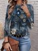 2026 New Women's Fashionable Long-Sleeved T-Shirt with Retro Floral Pattern, Perfect for Everyday Wear and Stylish Outfits