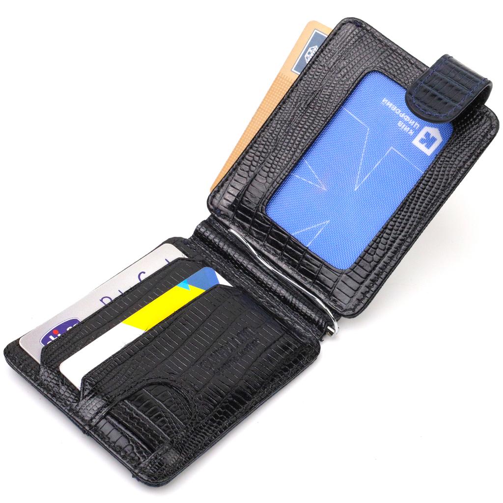 Textured Men's Money Clip Made of Genuine Leather with Embossing CANPELLINI 21942 Blue