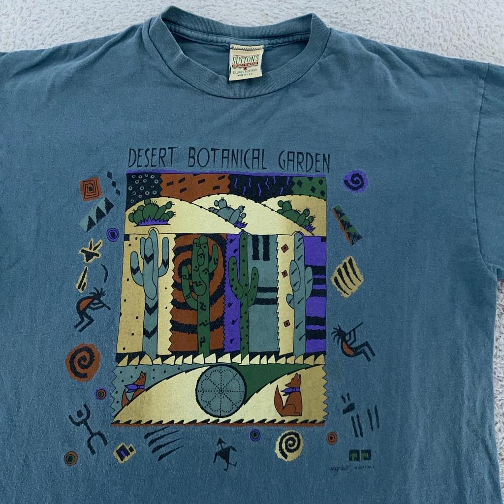 Vintage Desert Botanical Garden T-Shirt Mens Large Suttons Southwest Cactus Art