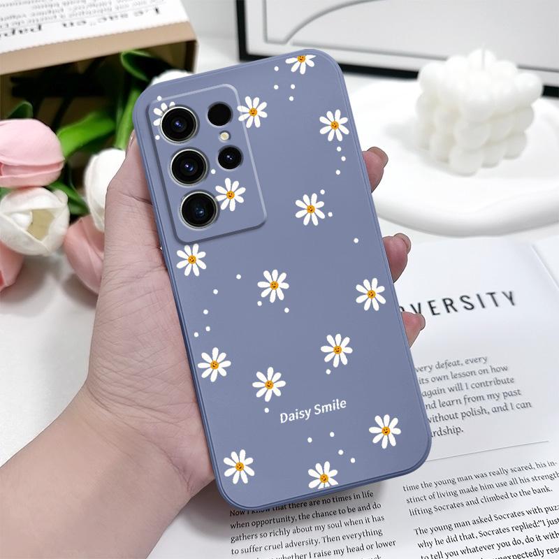 Smiling Daisy Phone Case For Samsung Galaxy S25 S24 S23 S22 S21 S20 S10 S10E Ultra Plus FE Note 20 Ultra Plus Cover