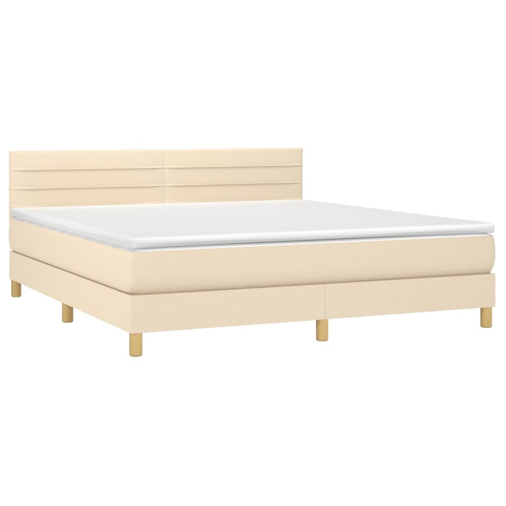 Vidaxl Continental Bed with Mattress, Cream, Fabric, 160X200 Cm