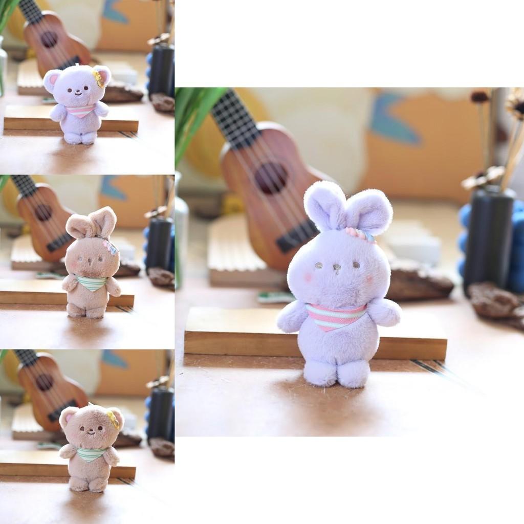 Cute Bunny Plush Keychain Ultra-soft Short Plush Stuffed Animal Backpack Accessory