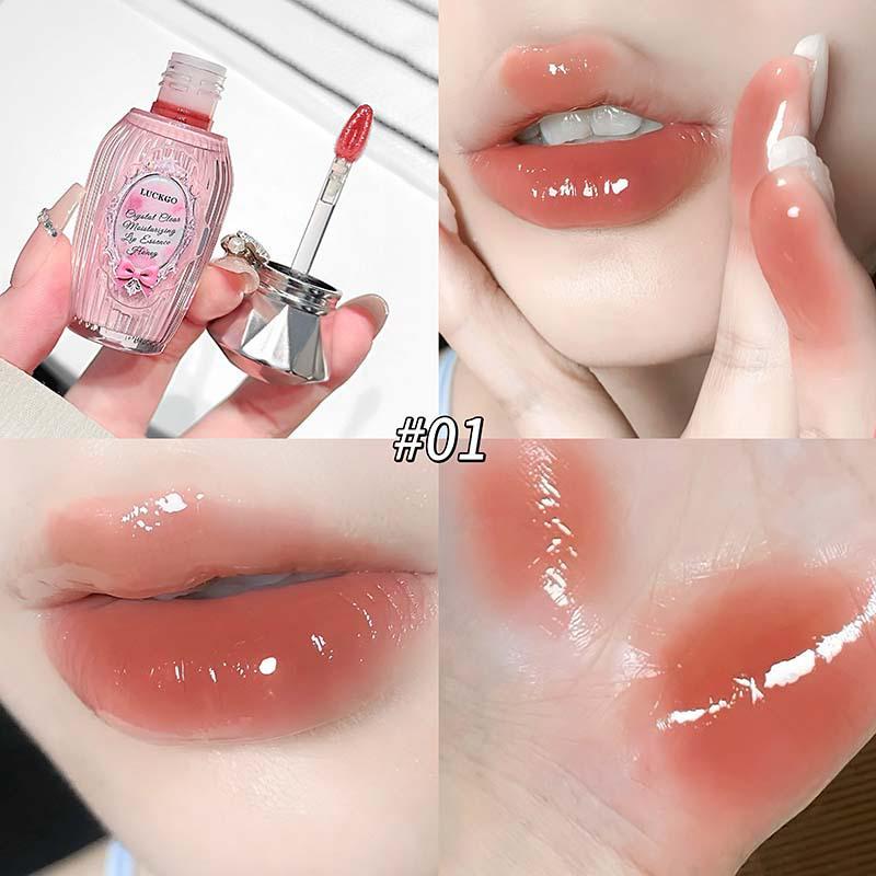 LUCKGO Crystal Moisture Lip Essence: Honey Mirror Plumping Lipstick Gloss