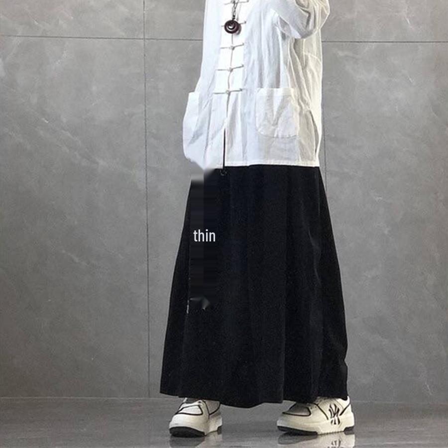 

2024 Men’s Chinese Style Calligraphy Wide-Leg Samurai Pants - Black L