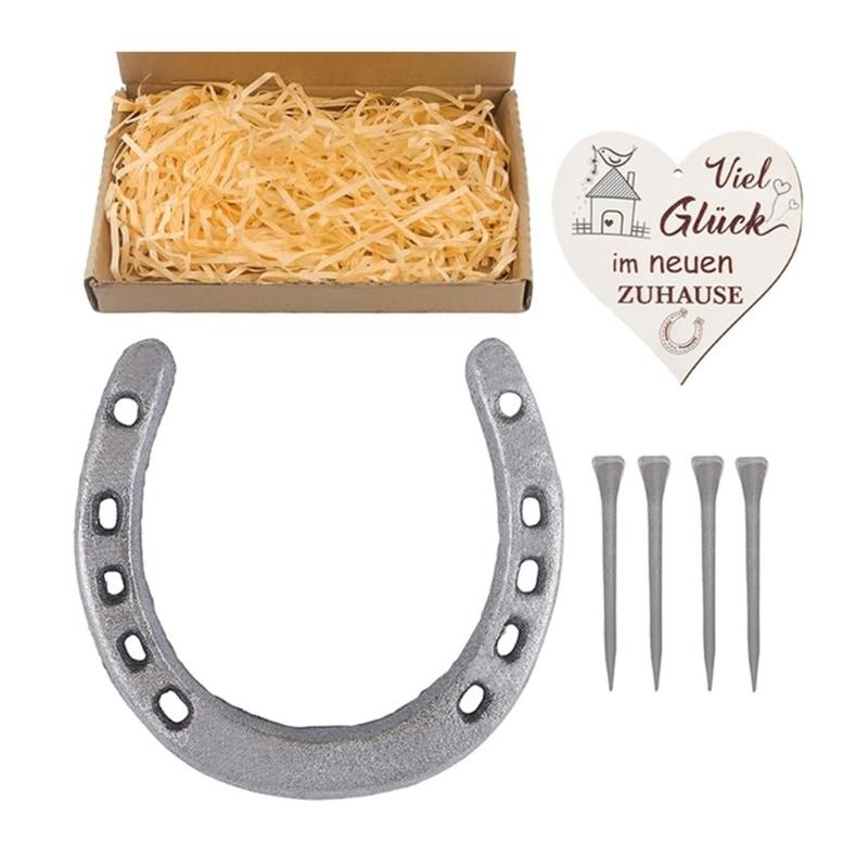 Luck Horseshoe Wedding Favor with Wood Heart Pendant Metal Horseshoe Gift for Babies Shower Birthday Parties Decorations 1 серебряный