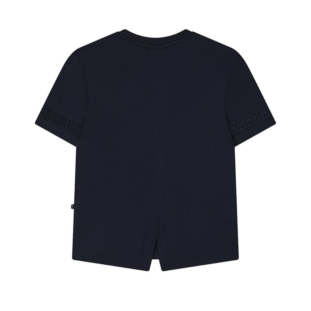 FILA Emerald Classic Casual Versatile Short Sleeve T-Shirt Women Tops Dark-Blue F11W524110FNV