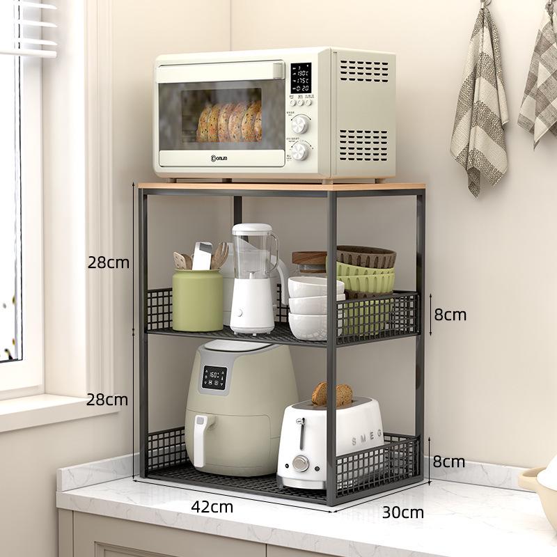 Countertop Kitchen Microwave Rack with Drawer for Oven, Rice Cooker, Air Fryer, and Appliances - Floor Standing Storage Organizer