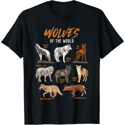 Wolves Animals of the World Wolf Lover Hunter Educational T-Shirt