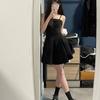 Pure French Hepburn Black Suspender Dress New High Temperament Waist Skinny Short Skirt Small Black Skirt Skirt