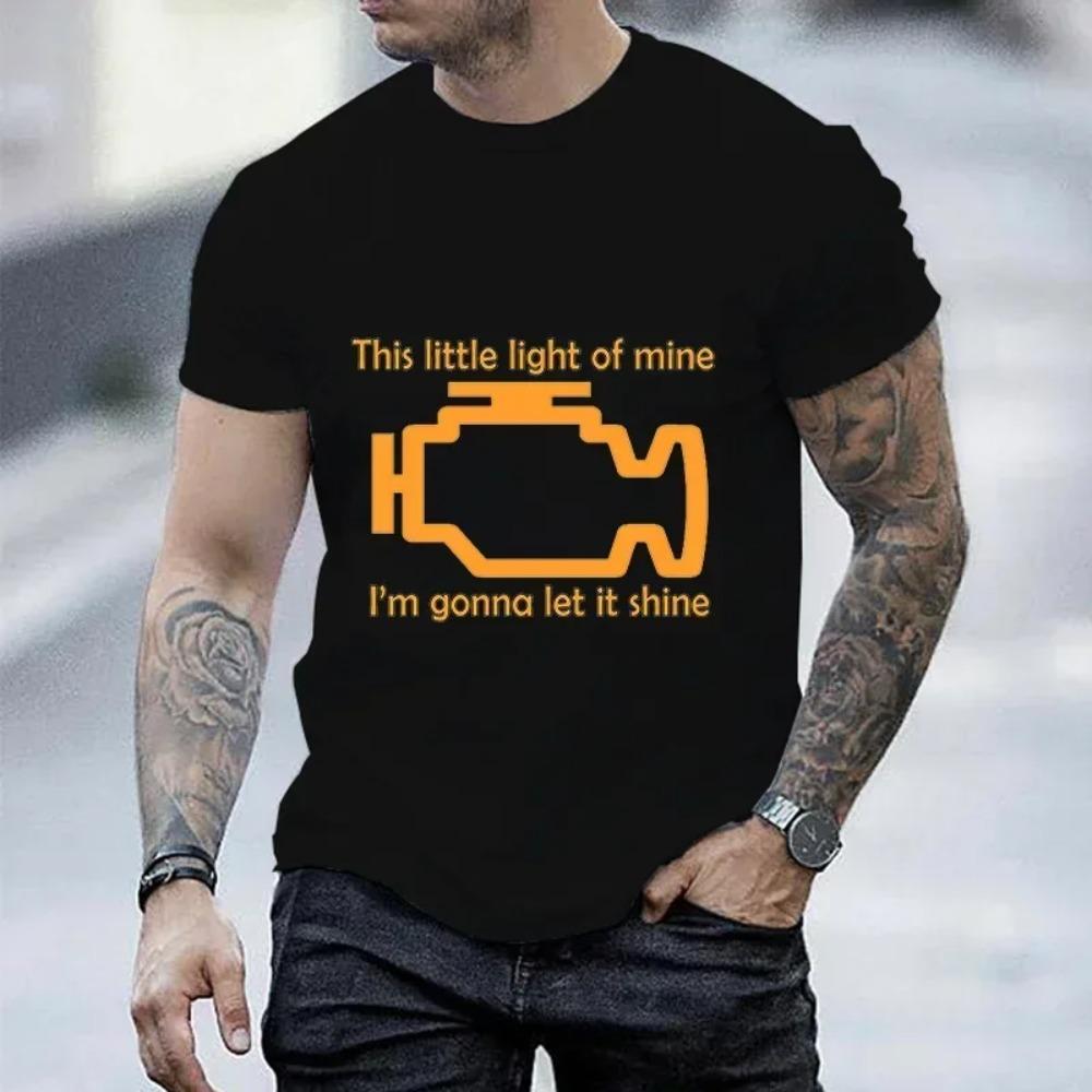 2023 Tee Shirts for Men Check Engine Let It Shine Mechanic Funny Design T-shirt Short Sleeve Tops Men Women T-shirt Tee Oversize