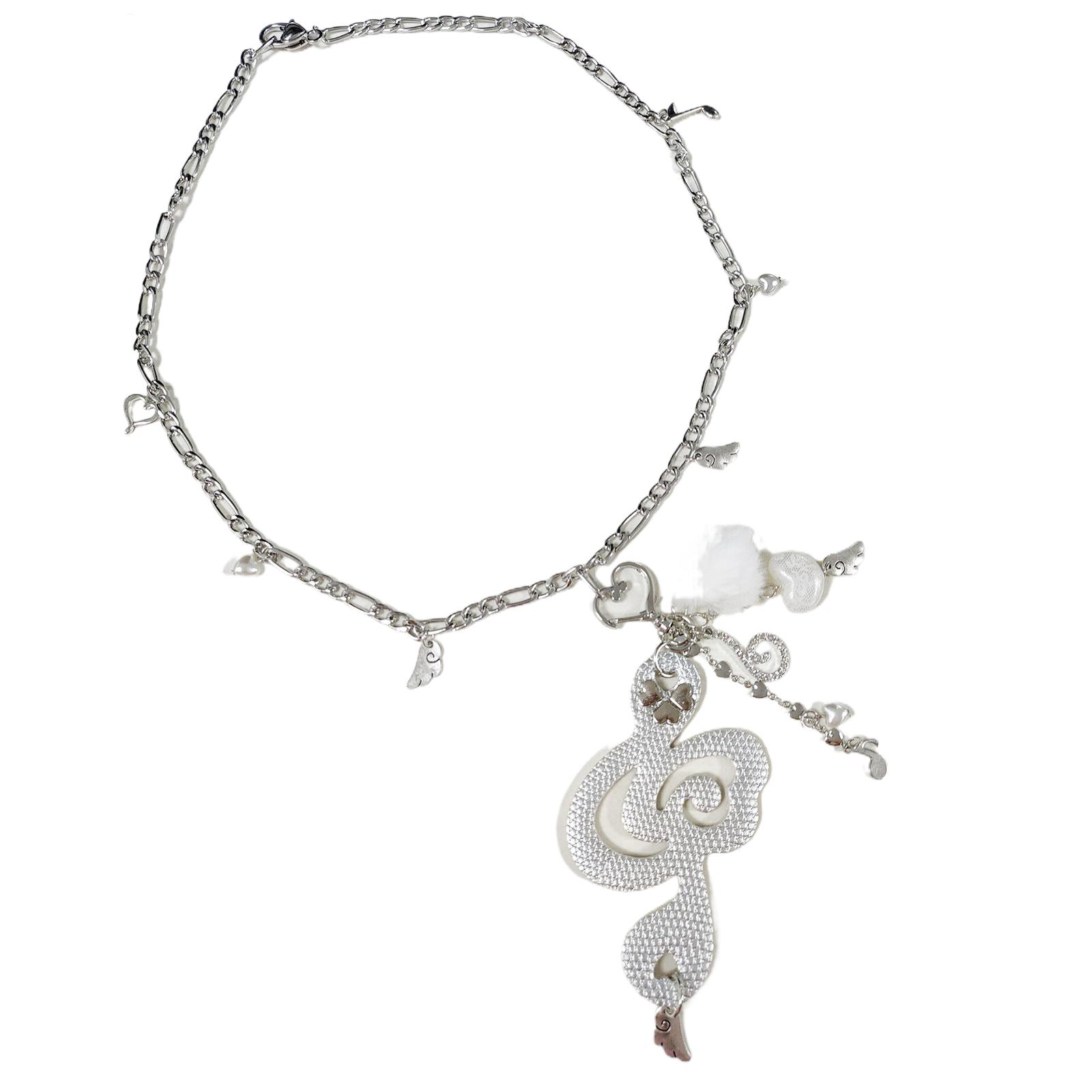 

Music Note Pendant Necklace Simple Necklace Date Jewelry Plastic Texture Suitable for Festival and Fashion Shows серебряный