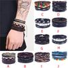 Men Vintage Woven Leather Bracelet Leather Bracelet Set