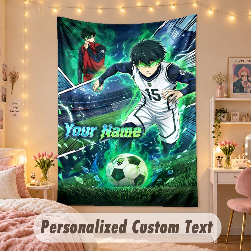 Custom Personalized Tapestry,Blue Lock Print Custom Name Text Wall Art Hanging for Bedroom