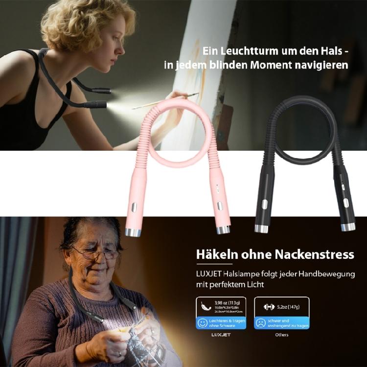 Comfortable Silicone Neck Lamp 3 Lighting Option USB C Fast Charge 2 Hours For Technicians Creators Readers Hiking Use