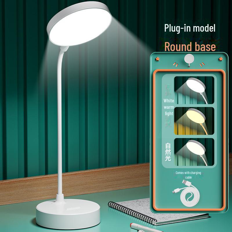 Intelligente USB-Schreibtischlampe mit Augenschutz für Studenten – Energiesparende Lampe mit rundem Sockel für Schlafsäle, Büros oder den Einsatz am Bett