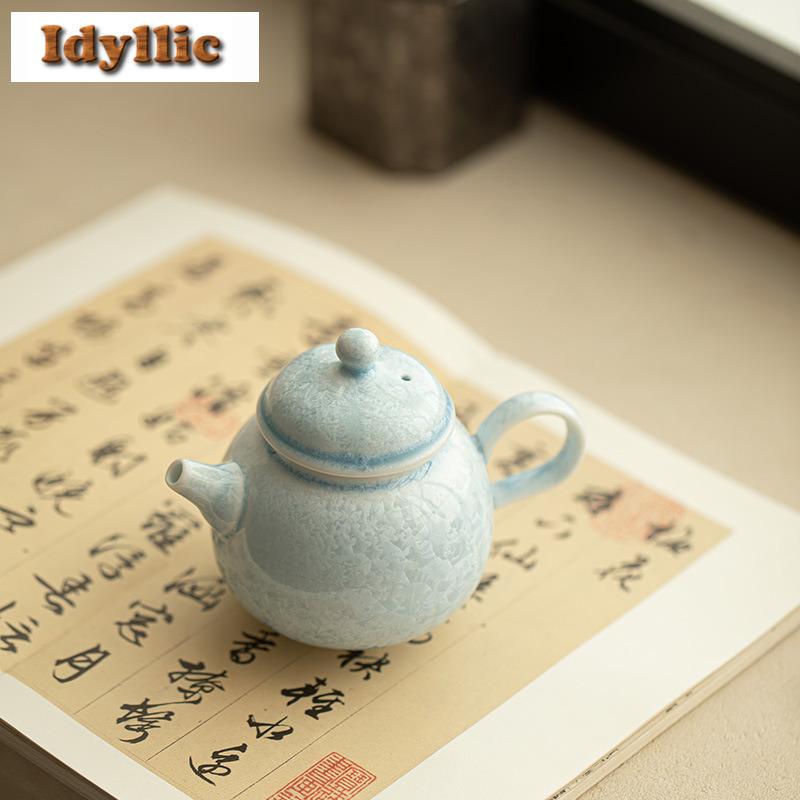 150ml Kiln Fambe Crystal Glaze Teapot Retro Tea Infuser Pot Tea Brewing Kettle With Ball Hole Tea Ceremony Decoration Supplies