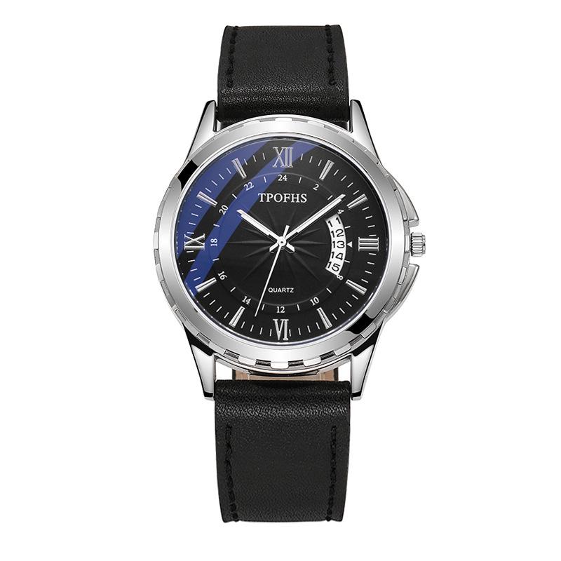 New Brand Men's Waterproof Quartz Watch with Star Pattern Dial and Fashionable Leather Strap