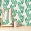 Tropical Palm Peel and Stick Wallpaper Removable Green White Vinyl Self Adhesive Wallcovering for Living Room Bedroom Home Decor