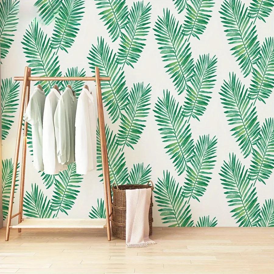 Tropical Palm Peel and Stick Wallpaper Removable Green White Vinyl Self Adhesive Wallcovering for Living Room Bedroom home decor