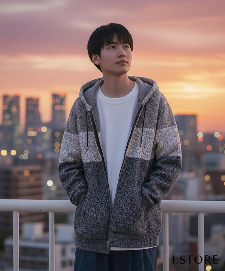 J-Store Men's Plus Size Long Sleeve Knit Hoodie with Zip-Front, Two-Tone Design, Red, Size XL (1A-J31)