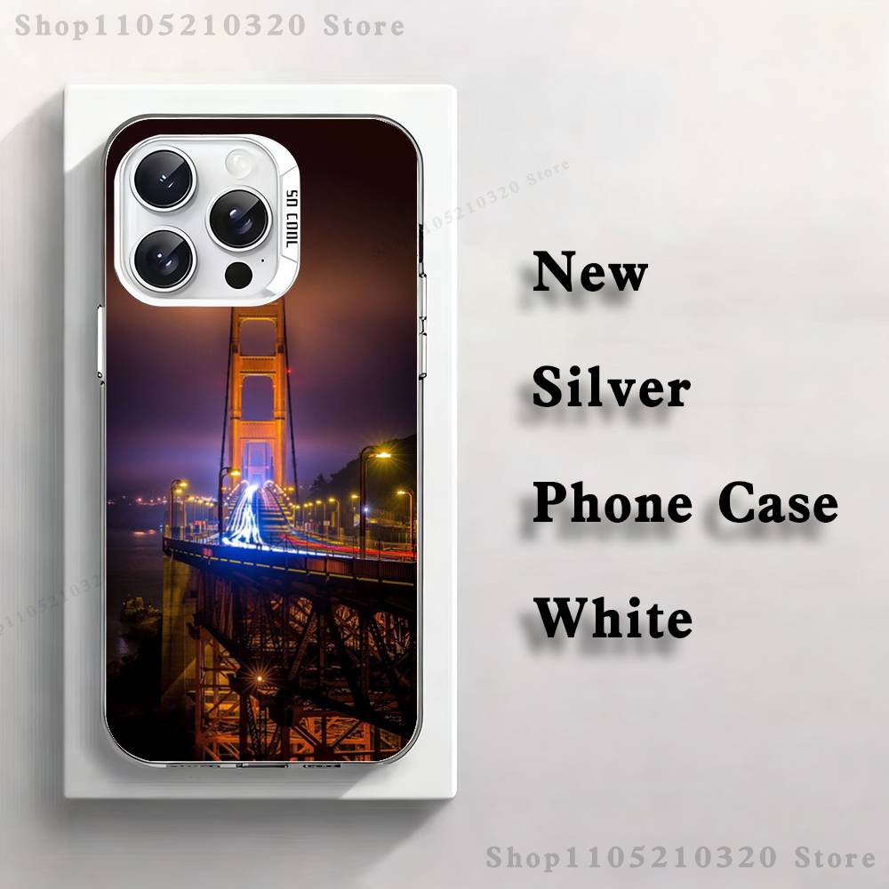 USA Golden Gate Bridge Phone Case For iPhone 17,16,15,14,13,12,11,Pro,XS,Max,Plus,Mini,SE4,E white Matte Shockproof Cover