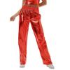 Pantaloni metalici strălucitori pentru femei, pantaloni largi, lungi, lejeri, pentru jogging, hip hop, dans