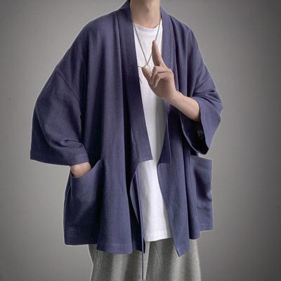 Men's Summer Short Sleeve Poncho Cardigan Large Size Loose Short Sleeve