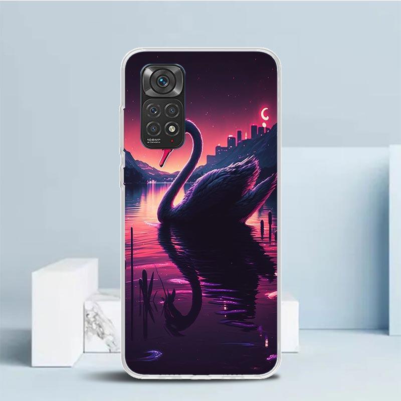 Black Swan Noble Phone Case For Xiaomi Redmi Note 15 14 14S 13 12S 12 Pro Plus 11S 11 11T 11E 10S 10 + Soft TPU Back Cover Redmi
