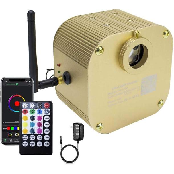 AZIMOM Bluetooth/RF Control 16W Music Mode Fiber Optic Light Source RGBW Light Box Engine for Car Home Star Ceiling Light Effect Decoration