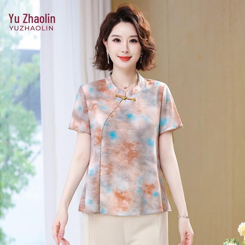 Yuzhaolin Women s Summer Chinese Style Short Sleeve Top 4XL