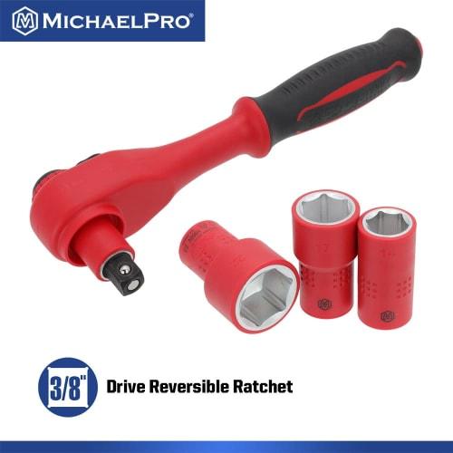 MichaelPro 16-Piece 3/8-Inch Drive VDE Insulated Tool Set, Includes Sockets, Bits, Sockets, Wrenches, and Ratchets, MP005047